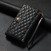 For Samsung Galaxy S24 5G Zipper Multi-Card Wallet Rhombic Leather Phone Case(Black)