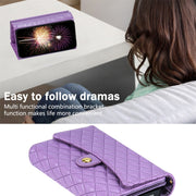 For Samsung Galaxy S24 5G Zipper Multi-Card Wallet Rhombic Leather Phone Case(Purple)