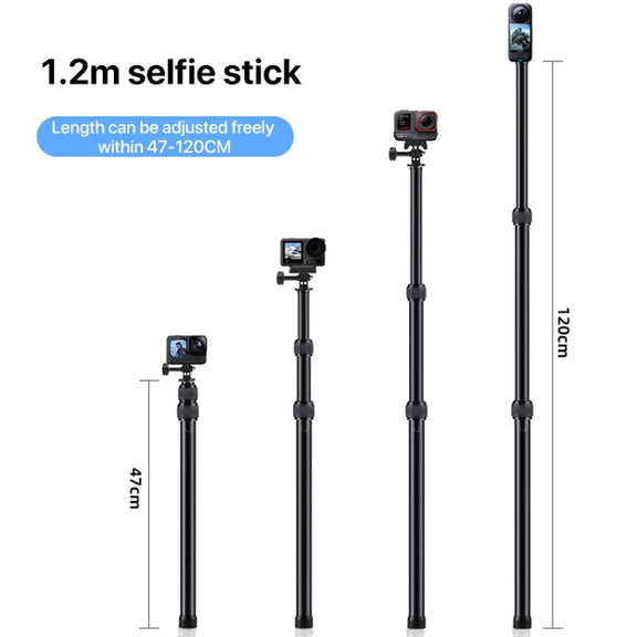 2 x Dual-heads Crab 1 x Single Heads Motorcycle Clamps Handlebar Fixed Mount 3-stage Telescopic Selfie Stick