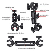 2 x Dual-heads Crab 1 x Single Heads Motorcycle Clamps Handlebar Fixed Mount 3-stage Telescopic Selfie Stick