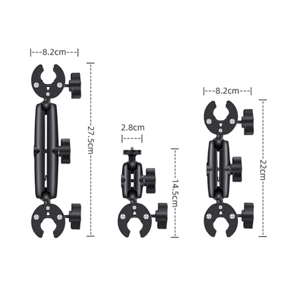 2 x Dual-heads Crab 1 x Single Heads Motorcycle Clamps Handlebar Fixed Mount 3-stage Telescopic Selfie Stick