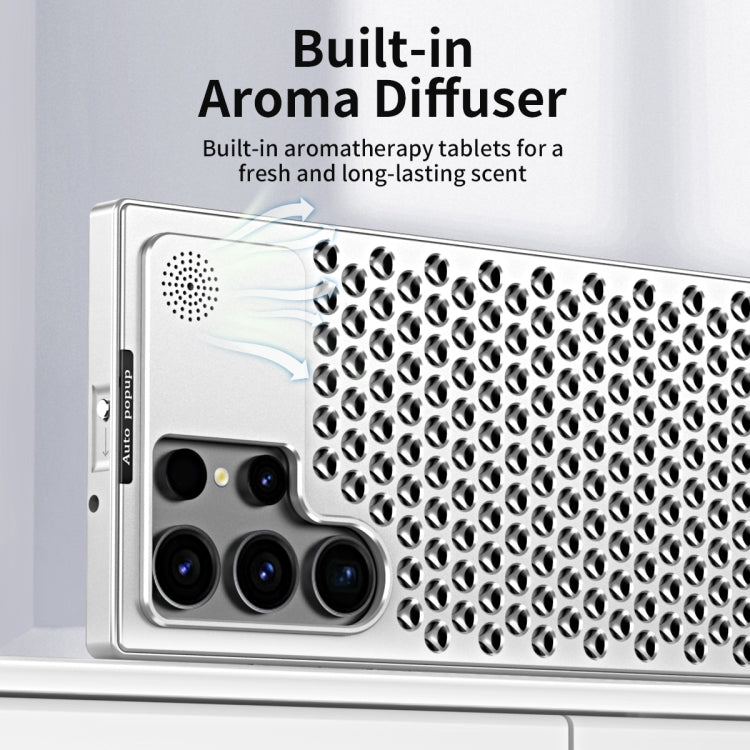 For Samsung Galaxy S24 5G R-JUST RJ58 Aromatherapy Metal Cooling Phone Case(Silver) - free shipping - PMC Jewellery - Order now!