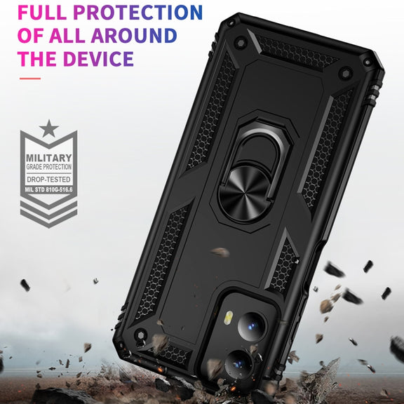 For Motorola Moto G Play 5G 2024 Shockproof TPU + PC Phone Case with Holder(Black)