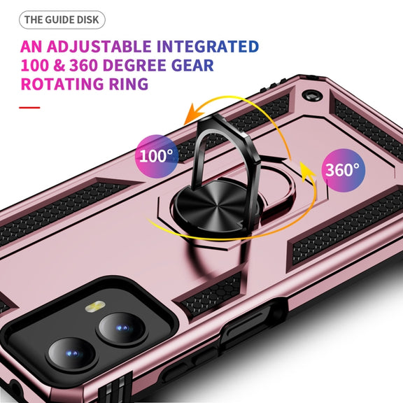 For Motorola Moto G Play 5G 2024 Shockproof TPU + PC Phone Case with Holder(Rose Gold)
