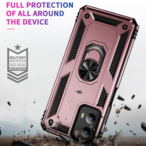 For Motorola Moto G Play 5G 2024 Shockproof TPU + PC Phone Case with Holder(Rose Gold)