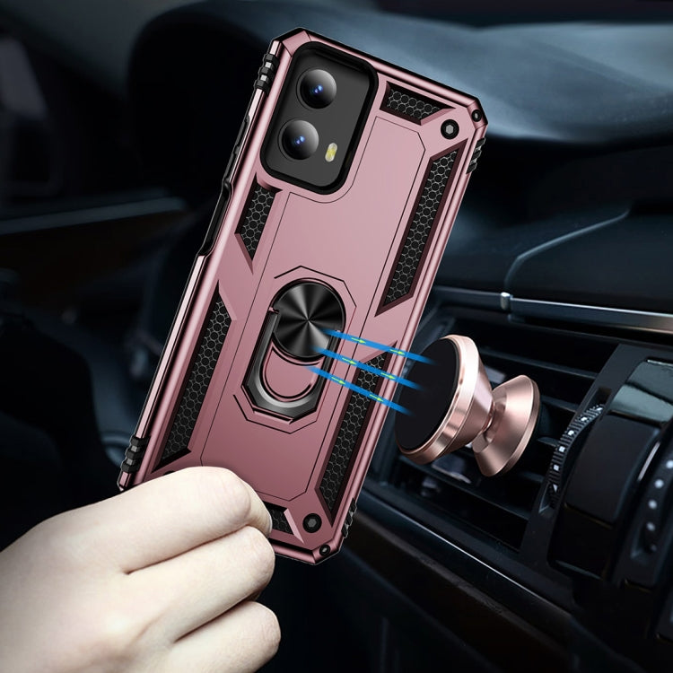 For Motorola Moto G Play 5G 2024 Shockproof TPU + PC Phone Case with Holder(Rose Gold)