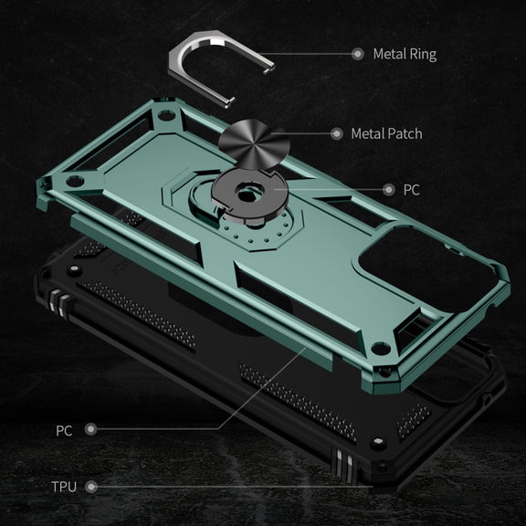 For Motorola Moto G Play 5G 2024 Shockproof TPU + PC Phone Case with Holder(Dark Green)