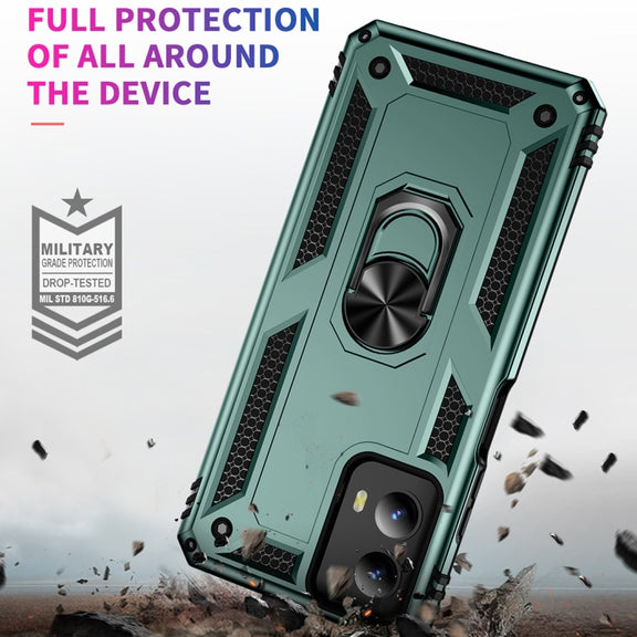 For Motorola Moto G Play 5G 2024 Shockproof TPU + PC Phone Case with Holder(Dark Green)