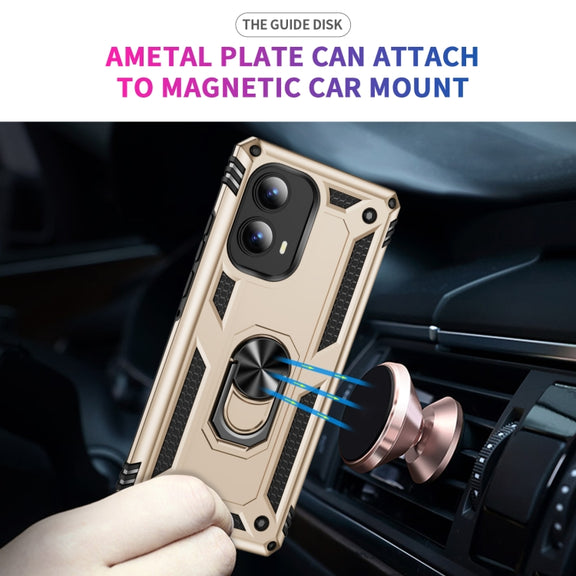 For Motorola Edge 2024 Shockproof TPU + PC Phone Case with Holder(Gold)
