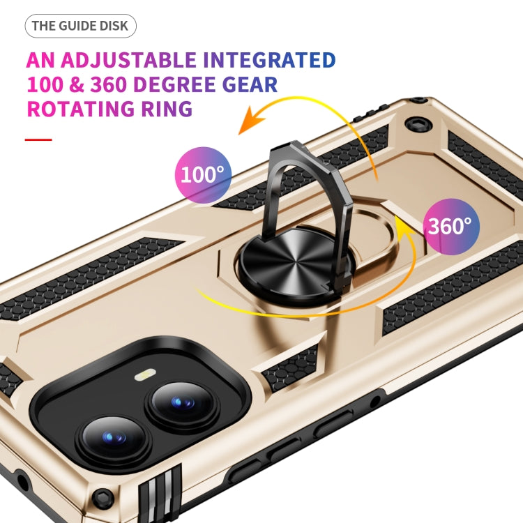 For Motorola Edge 2024 Shockproof TPU + PC Phone Case with Holder(Gold) - Motorola Cases by PMC Jewellery | Online Shopping South Africa | PMC Jewellery | Buy Now Pay Later Mobicred