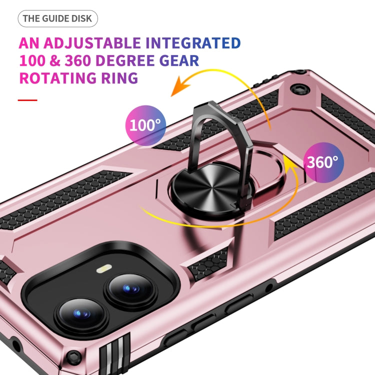 For Motorola Edge 2024 Shockproof TPU + PC Phone Case with Holder(Rose Gold) - Motorola Cases by PMC Jewellery | Online Shopping South Africa | PMC Jewellery | Buy Now Pay Later Mobicred