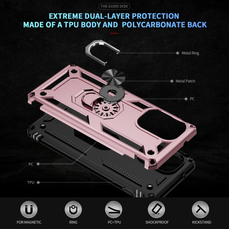 For Motorola Edge 2024 Shockproof TPU + PC Phone Case with Holder(Rose Gold)