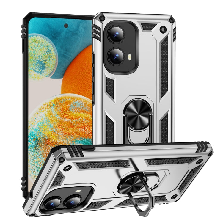 For Motorola Edge 2024 Shockproof TPU + PC Phone Case with Holder(Silver) - Motorola Cases by PMC Jewellery | Online Shopping South Africa | PMC Jewellery | Buy Now Pay Later Mobicred