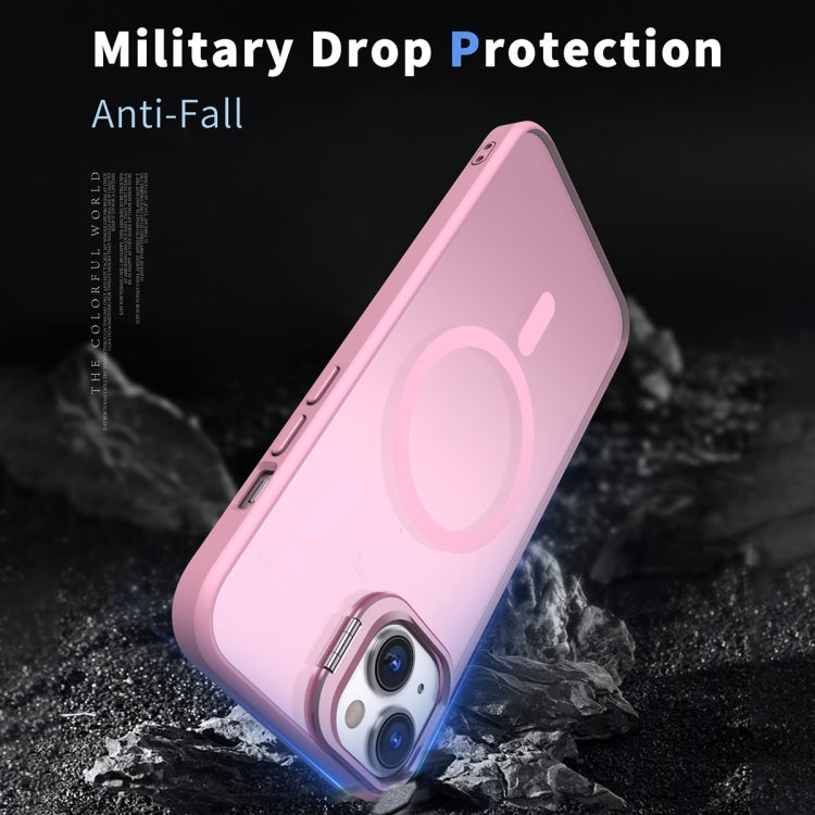 For iPhone 15 Plus Metal Invisible Camera Holder MagSafe Magnetic Phone Case(Pink) - iPhone 15 Plus Cases by PMC TechLife | Online Shopping South Africa | PMC TechLife