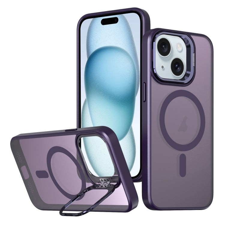 For iPhone 15 Plus Metal Invisible Camera Holder MagSafe Magnetic Phone Case(Purple) - iPhone 15 Plus Cases by PMC TechLife | Online Shopping South Africa | PMC TechLife
