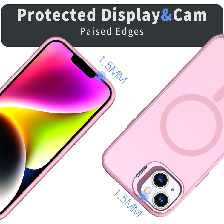For iPhone 14 Plus Metal Invisible Camera Holder MagSafe Magnetic Phone Case(Pink) - iPhone 14 Plus Cases by PMC TechLife | Online Shopping South Africa | PMC TechLife