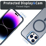 For iPhone 13 Pro Metal Invisible Camera Holder MagSafe Magnetic Phone Case(Blue)
