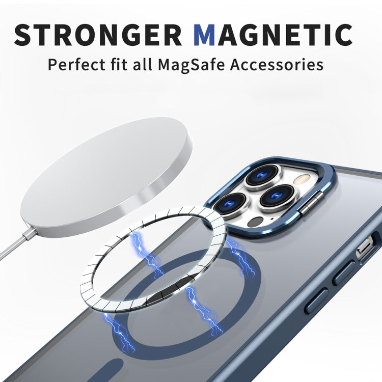 For iPhone 13 Pro Max Metal Invisible Camera Holder MagSafe Magnetic Phone Case(Blue) - iPhone 13 Pro Max Cases by PMC TechLife | Online Shopping South Africa | PMC TechLife