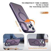 For iPhone 13 Pro Max Metal Invisible Camera Holder MagSafe Magnetic Phone Case(Purple)