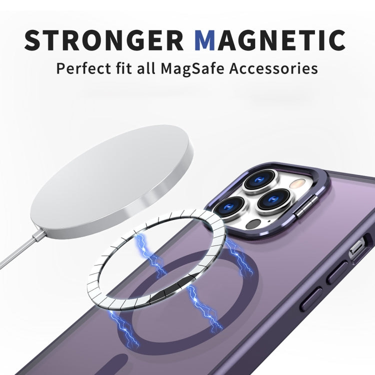 For iPhone 12 Pro Max Metal Invisible Camera Holder MagSafe Magnetic Phone Case(Purple) - iPhone 12 Pro Max Cases by PMC TechLife | Online Shopping South Africa | PMC TechLife