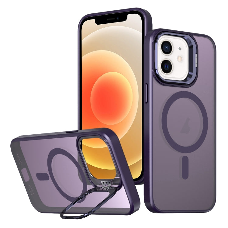 For iPhone 12 Metal Invisible Camera Holder MagSafe Magnetic Phone Case(Purple) - iPhone 12 / 12 Pro Cases by PMC TechLife | Online Shopping South Africa | PMC TechLife