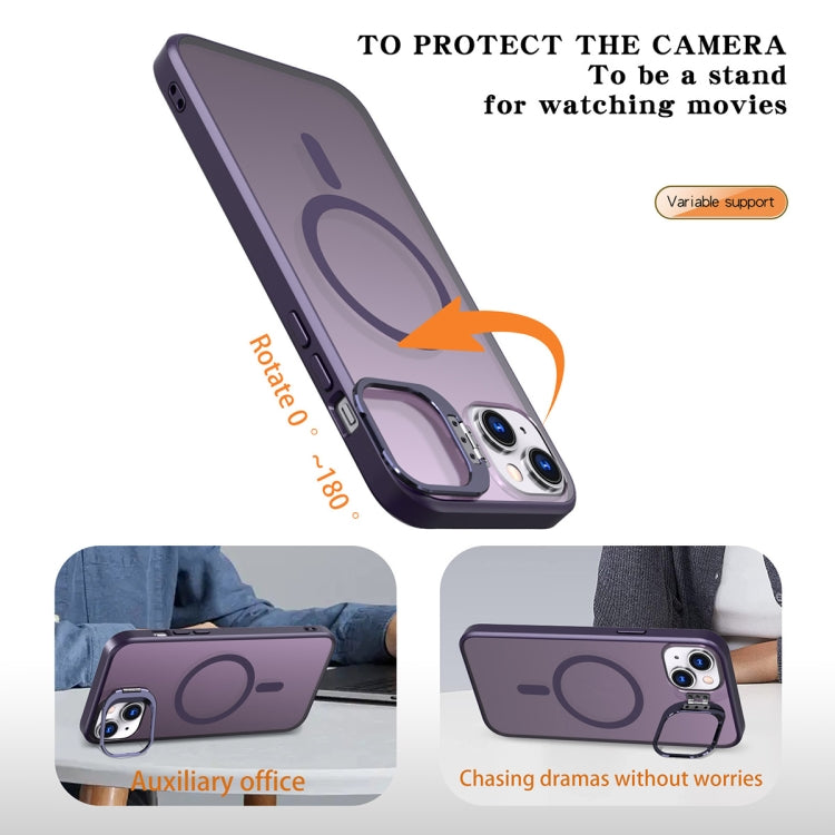 For iPhone 12 Metal Invisible Camera Holder MagSafe Magnetic Phone Case(Purple) - iPhone 12 / 12 Pro Cases by PMC TechLife | Online Shopping South Africa | PMC TechLife