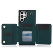 For Samsung Galaxy S24 Ultra 5G YM006 Skin Feel Zipper Card Bag Phone Case with Dual Lanyard(Green)
