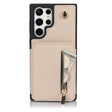 For Samsung Galaxy S24 Ultra 5G YM006 Skin Feel Zipper Card Bag Phone Case with Dual Lanyard(Apricot) - Galaxy S24 Ultra 5G Cases by PMC Jewellery | Online Shopping South Africa | PMC Jewellery | Buy Now Pay Later Mobicred