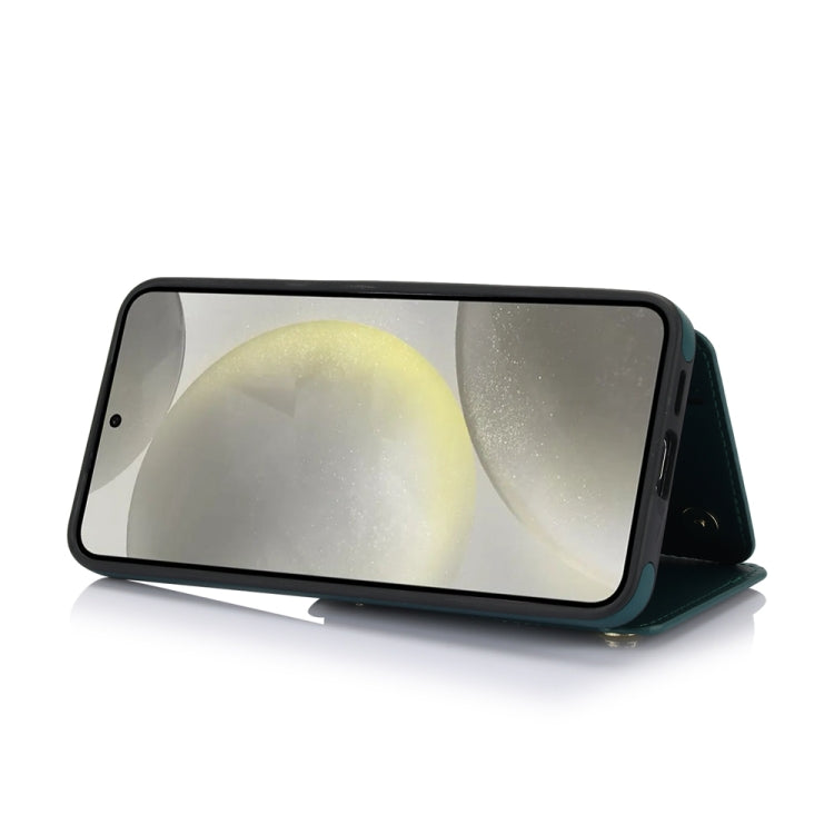 For Samsung Galaxy S24+ 5G YM006 Skin Feel Zipper Card Bag Phone Case with Dual Lanyard(Green) - Galaxy S24+ 5G Cases by PMC Jewellery | Online Shopping South Africa | PMC Jewellery | Buy Now Pay Later Mobicred