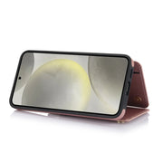 For Samsung Galaxy S24 5G YM006 Skin Feel Zipper Card Bag Phone Case with Dual Lanyard(Rose Gold)