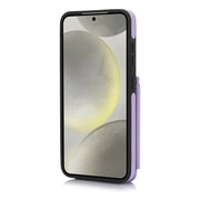 For Samsung Galaxy S24 5G YM006 Skin Feel Zipper Card Bag Phone Case with Dual Lanyard(Light Purple)
