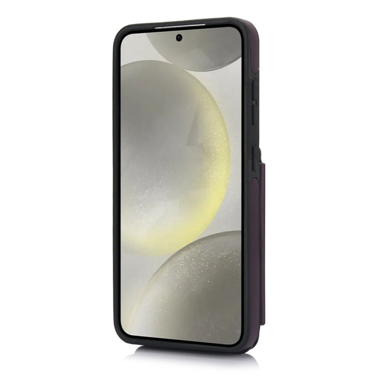 For Samsung Galaxy S24 5G YM006 Skin Feel Zipper Card Bag Phone Case with Dual Lanyard(Dark Purple) - Galaxy S24 5G Cases by PMC Jewellery | Online Shopping South Africa | PMC Jewellery | Buy Now Pay Later Mobicred