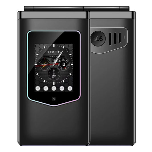 HAMTOD T8 4G Flip Phone, EU Version, 2.8 inch + 1.77 inch, VoLTE, BT, SOS, OTG(Black) - free shipping - PMC Jewellery - Order now!