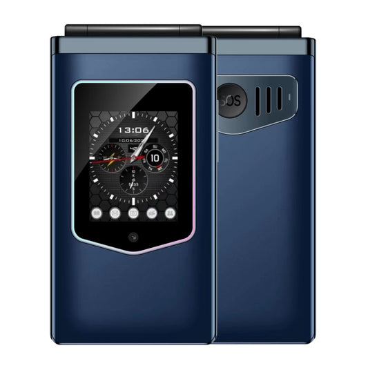 HAMTOD T8 4G Flip Phone, EU Version, 2.8 inch + 1.77 inch, VoLTE, BT, SOS, OTG(Navy Blue) - free shipping - PMC Jewellery - Order now!