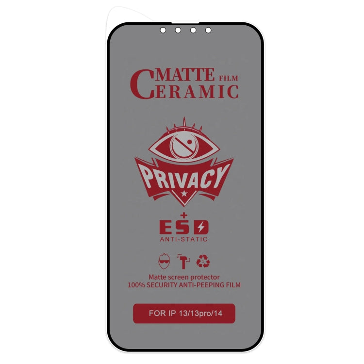 For iPhone 16e / 14 / 13 Pro / 13 Full Coverage Frosted Privacy Ceramic Film - iPhone 14 Tempered Glass by PMC TechLife | Online Shopping South Africa | PMC TechLife | Buy Now Pay Later Mobicred