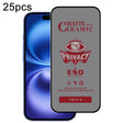 For iPhone 16 25pcs Full Coverage Frosted Privacy Ceramic Film - iPhone 16 Tempered Glass by PMC TechLife | Online Shopping South Africa | PMC TechLife | Buy Now Pay Later Mobicred