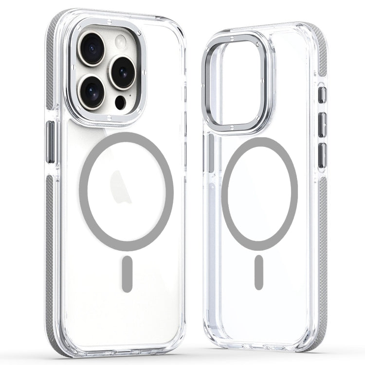 For iPhone 15 Pro Dual-Color Clear Acrylic Hybrid TPU MagSafe Phone Case(Grey) - iPhone 15 Pro Cases by PMC TechLife | Online Shopping South Africa | PMC TechLife