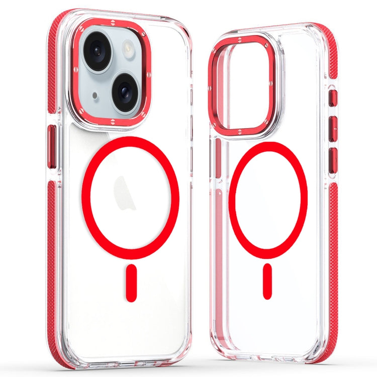 For iPhone 14 Plus Dual-Color Clear Acrylic Hybrid TPU MagSafe Phone Case(Red) - iPhone 14 Plus Cases by PMC TechLife | Online Shopping South Africa | PMC TechLife
