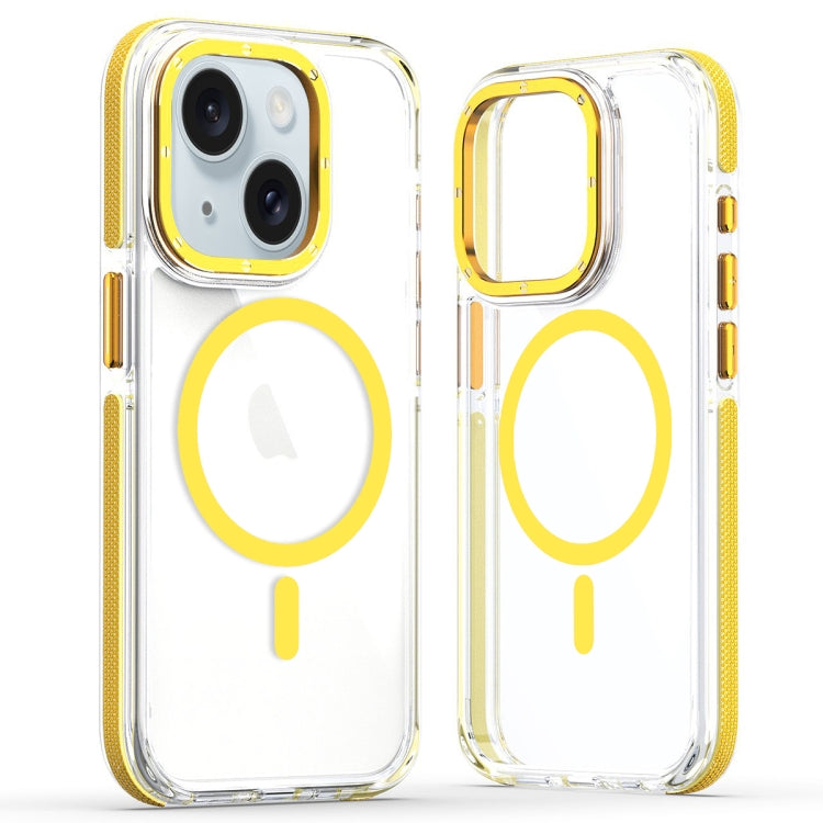 For iPhone 14 Dual-Color Clear Acrylic Hybrid TPU MagSafe Phone Case(Yellow) - iPhone 14 Cases by PMC TechLife | Online Shopping South Africa | PMC TechLife