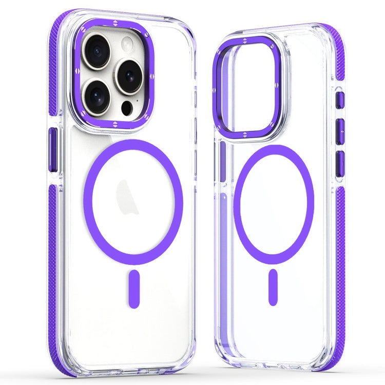 For iPhone 14 Pro Dual-Color Clear Acrylic Hybrid TPU MagSafe Phone Case(Purple) - iPhone 14 Pro Cases by PMC TechLife | Online Shopping South Africa | PMC TechLife