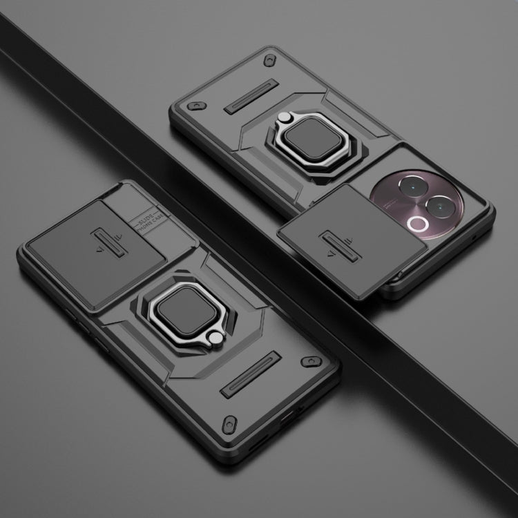 For vivo V30e 5G Global Sliding Camshield TPU + PC Shockproof Phone Case with Holder(Black) - vivo Cases by PMC TechLife | Online Shopping South Africa | PMC TechLife | Buy Now Pay Later Mobicred