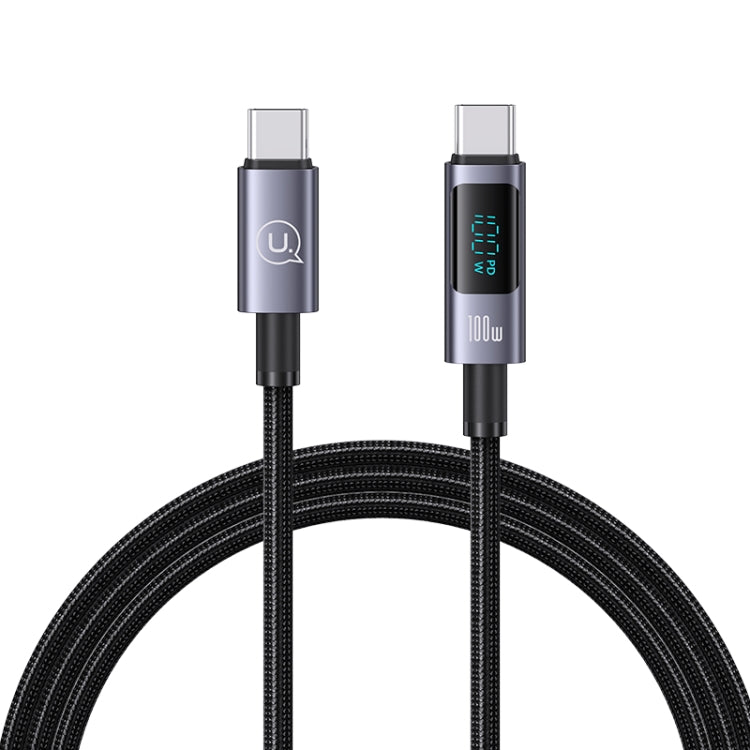 USAMS US-SJ671 Type-C To Type-C 100W Fast Charge Digital Display Data Cable, Length: 1.2m(Black) - USB-C & Type-C Cable by USAMS | Online Shopping South Africa | PMC TechLife | Buy Now Pay Later Mobicred