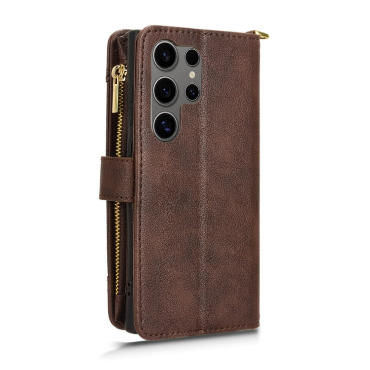 For Samsung Galaxy S24 Ultra 5G Litchi Texture Zipper Leather Phone Case(Brown) - Galaxy S24 Ultra 5G Cases by PMC TechLife | Online Shopping South Africa | PMC TechLife