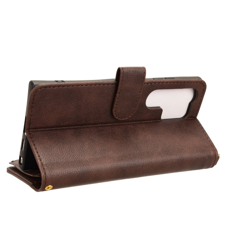 For Samsung Galaxy S24 Ultra 5G Litchi Texture Zipper Leather Phone Case(Brown) - Galaxy S24 Ultra 5G Cases by PMC TechLife | Online Shopping South Africa | PMC TechLife