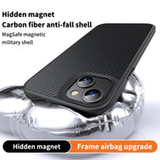 For iPhone 14 Plus Kevlar Fiber Shockproof MagSafe Phone Case(Black)