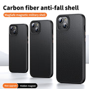 For iPhone 14 MagSafe Kevlar Fiber Shockproof Phone Case(Black)