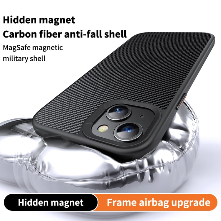 For iPhone 14 MagSafe Kevlar Fiber Shockproof Phone Case(Black)