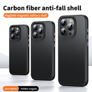 For iPhone 14 Pro Max MagSafe Kevlar Fiber Shockproof Phone Case(Black)