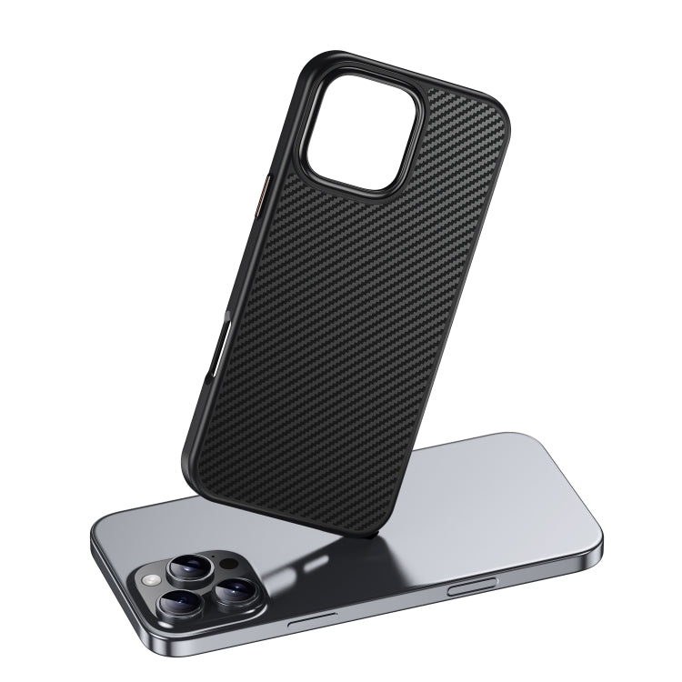 For iPhone 16 Pro Max Kevlar Fiber Shockproof MagSafe Phone Case(Black)