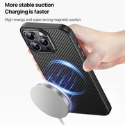 For iPhone 16 Pro Kevlar Fiber Shockproof MagSafe Phone Case(Black)